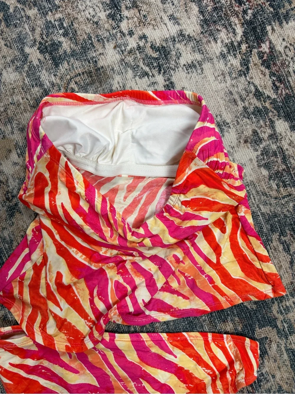Vintage Y2K DKNY Neon Zebra Tankini 2 Piece Swim Set‎ Bikini XS
